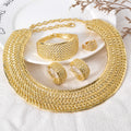 Overseas Middle East Fashionable Statement Accessory Dubai Gold Copper Gold Plated 18k Gold Necklace Bracelet Set Earrings Ring Set