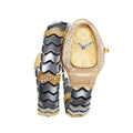 2025 New Color Split Punk Black Women Quartz Watch Cross-Border Snake Head Watch Gold Tone Color Snake Shape Watch