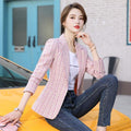 Women's Fall Chanel-Style Korean Plaid Cropped Blazer 2026 - Pink