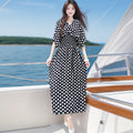 Women's Summer Chinese French Short Sleeve V-Neck Printed Dress + Skirt 2026 - 1-1#