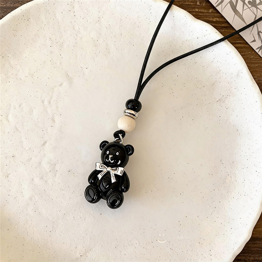 Cute Teddy Bear and Bow Pendant Necklace - view 7