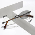 Photochromic Rimless Prescription Glasses Korean Retro Overseas Trendy Round Anti-Blue Plano Frame Premium Fashionable Prescription Sunglasses