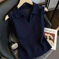 Summer Old Money Korean Sleeveless V-Neck Hollow-Out Shirt