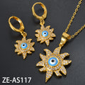 Overseas Bestseller Western Designer Style Fashionable High-End Cubic Zirconia Gold-Plated Earrings Pendant Jewelry Set Fashionable Versatile