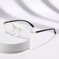 Ultra-Light Anti-Blue-Light Reading 8 Hole Premium Rimless Frame Diamond Beveled Single Vision Medium Elderly Reading Glasses
