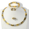 Overseas Accessory Retro Egypt Breeze Cutout Long Wall Texture Simple Necklace Bracelet Set Ring Earrings Women Set