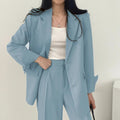 Women's Fall Professional Fashion Blazer + Pants 2-Piece Set 2026 - Sky Blue