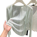 Women's Summer Korean Knit Lightweight Cardigan + Camisole + Shawl + Skirt 2026 - Black