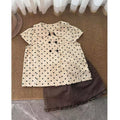 Summer Korean Slimming Short Sleeve Peter Pan Collar Polka Dot Cropped Shirt
