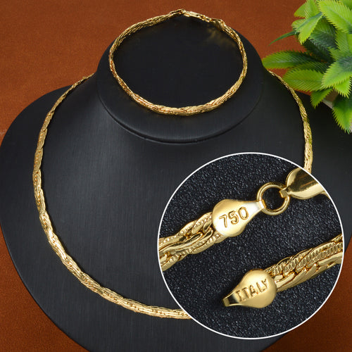 New arrival Western Hip-Hop Simple Plain Chain Twist Line Spliced Cuban Chain Trendy Necklace Bracelet Set