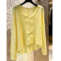 Women's Summer Long Sleeve V-Neck Sun-Protection Loose Cardigan + Shirt 2026