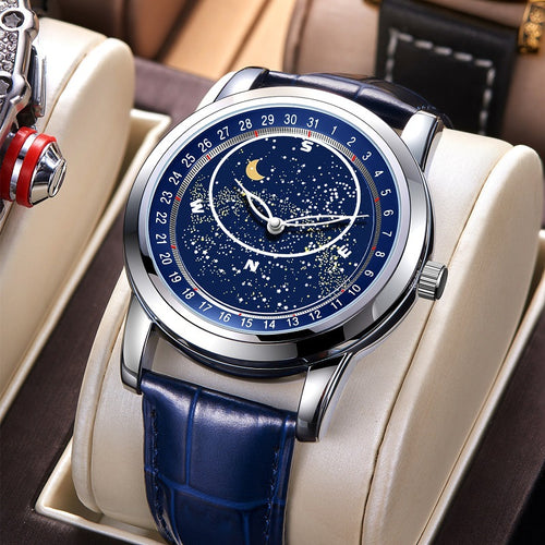 Drop Ship Item Time Motion State Starry Sky Mens Watch Date Glow Quartz Fashionable Casual Watch Waterproof Watch