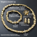 Amazon New Import Bead Gem Set Geometric Twist Rhinestone Copper Necklace Earrings Set Bracelet Ring Wedding Set