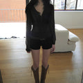 Spring-Summer K-Pop Japanese Chiffon Long Sleeve V-Neck Lace Trim Floral Shirt