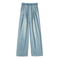 Summer Slimming Relaxed Petite Tencel High Waist Drapey Loose Straight Leg Wide Leg Pants + Pants
