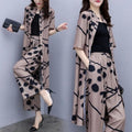 Summer Slimming Plus Size Loose Wide Leg Pants + Cardigan + Top 2-Piece Set
