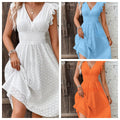 V-Neck Ruffle Sleeve Dress - Elegant Slimming Plus Size Summer Dress Women