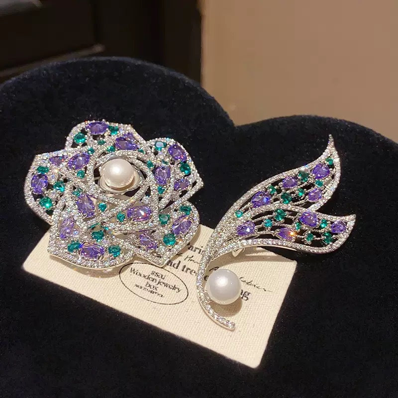 Rhinestone Butterfly Pearl Brooch - view 2
