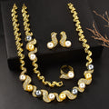 Dubai Style Imitation Pearl Jewelry Set Rhinestone Necklace Earrings Set Bracelet Ring Design Huawei Beauty Gown Accessory