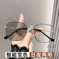 Photochromic Prescription Glasses Overseas Western Anti-Blue-Light No Rx Exquisite Big Frame Influencer Face-Slimming Student Prescription Sunglasses