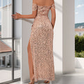 Women's One-Shoulder Sequin Sexy Evening Gown Party