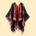 Women's Fall-Winter Ethnic Versatile Slit Plaid Shawl + Cape 2026 - Red