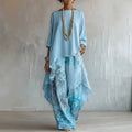 In Stock 2026 Solid Casual Top + Wide Leg Pants Two-Piece Set