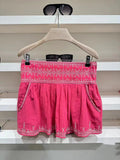 Women's French Ethnic Embroidered Cotton Crew Neck High Waist Skirt + Shirt + Shorts - Top