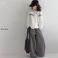 Girls' Stand Collar Vest Zip Top Wide-Leg Pants Two-Piece Set
