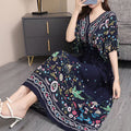 Women's Chinese French Short Sleeve V-Neck Printed Dress + Skirt 2026 - 1-1#