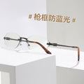Photochromic Rimless Prescription Glasses Korean Retro Overseas Trendy Round Anti-Blue Plano Frame Premium Fashionable Prescription Sunglasses