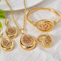 Overseas New Release Teardrop Form Pendant Cutout Rhinestone Necklace Bracelet Set Earrings Ring Unique Design 4-Piece Set