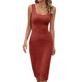 Women's Ribbed Knit Side Slit Bodycon Dress