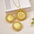 Western Geometric Round Brand Carved Set Sunflower Cutout Lace Pendant Earrings Necklace Set Design Style