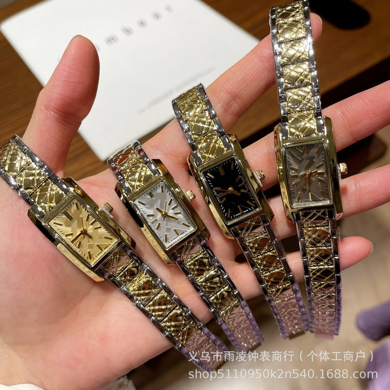新款宝格家经典手链式女表方形小方糖奢华金色小众高颜值手表外贸