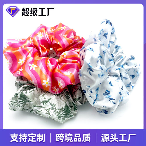 New Makeup Overseas Flower Print Large Cord Hair Tie Fabric Art Head Flower Hair Tie New Women Western Head Jewelry Wholesale