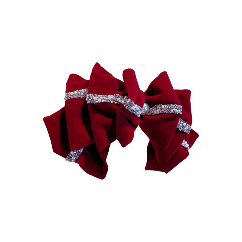 Red Bow Pearl Flower Hair Clip - view 5