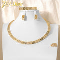 Overseas Accessory Retro Egypt Breeze Cutout Long Wall Texture Simple Necklace Bracelet Set Ring Earrings Women Set