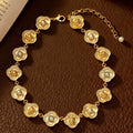 Vintage Four Leaf Clover Necklace Retro Simple Neo-Chinese Versatile Set Imperial Glaze Pearl Necklace