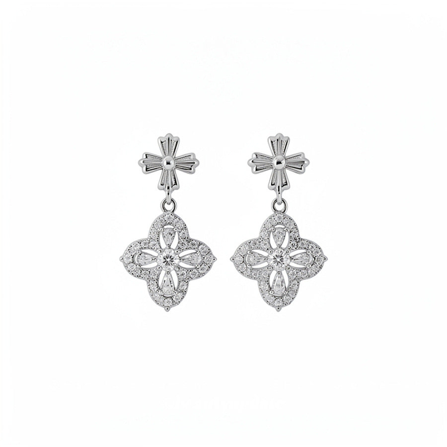 Korean Zircon Flower Stud Earrings - view 5