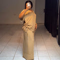 2026 Summer Casual V-Neck Striped Short Sleeve Top + Wide Leg Pants Set