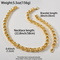 Gold Plated Byzantine King Chain Men Bracelet Necklace Set Relief Return Pattern Cylinder Band Clasp Chunky Chain Overseas