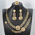 Overseas Export Western 18K Retro Portrait Cutout Chain Necklace Bracelet Set Earrings Ring Middle East Women Set
