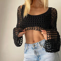 Women's Fall Casual Sexy Wool Flared Sleeve Cropped Flared Sweater 2026 - Green