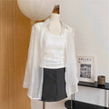 Women's Summer Tencel Mesh Sun-Protection Lightweight Loose Cardigan + Shirt 2026 - White