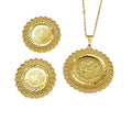Western Geometric Round Brand Carved Set Sunflower Cutout Lace Pendant Earrings Necklace Set Design Style