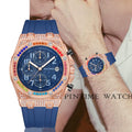 PINTIME Men Watch Colorful Crystal Rubber Berry Multifunction 6 Hand Date Watch Men Niche Waterproof Quartz Watch