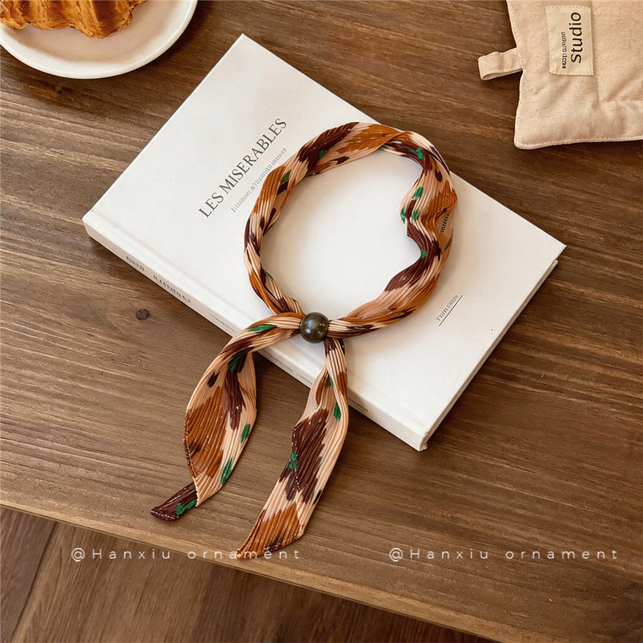 Korean Pleated Print Neck Scarf Necklace - view 4