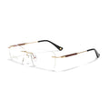 Premium Pure Titanium Men Rimless Frame Light Luxury Frame Red Wood Temple Formal No Rim Glasses Men Square Frame