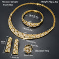 Dubai Fashionable Necklace Bracelet Set Ring Earrings Set Inlay Cubic Zirconia Gold Plated Light Luxury Wide Fit 6 Edge Shape Honeycomb 4-Piece Set